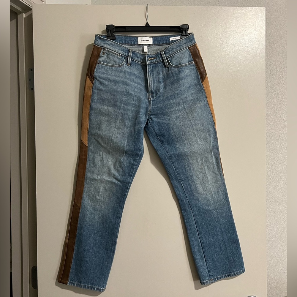 Frame jeans with suede and leather details